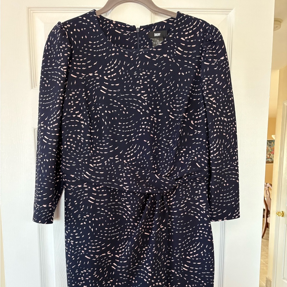 DKNY Navy and Pink Patterned Dress size 12